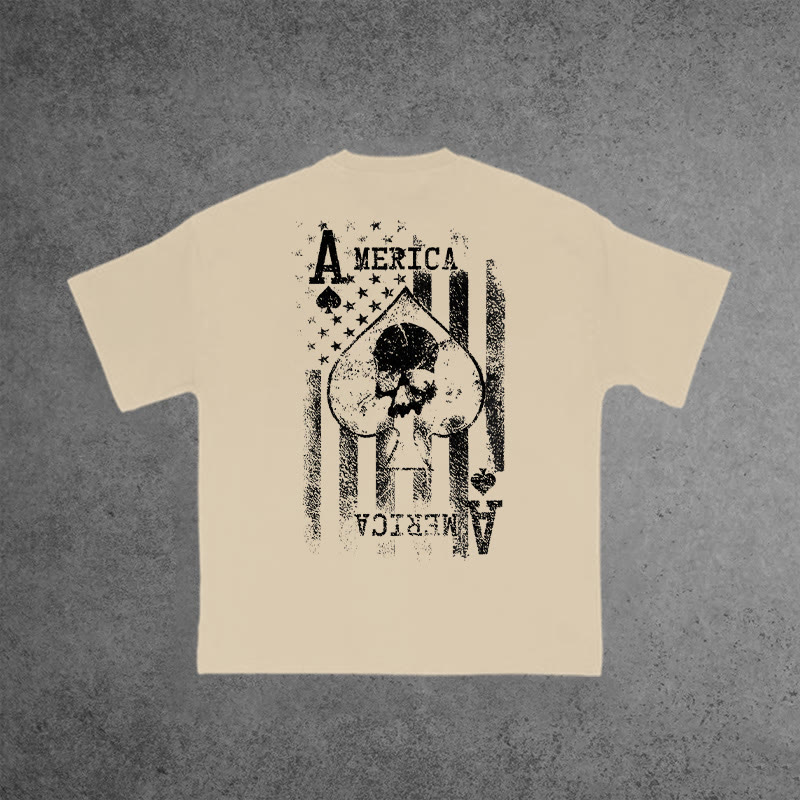 Gym 100% Cotton America: Ace Of Spades Print T-shirt - Apricot - US16-18(2XL) - image 5