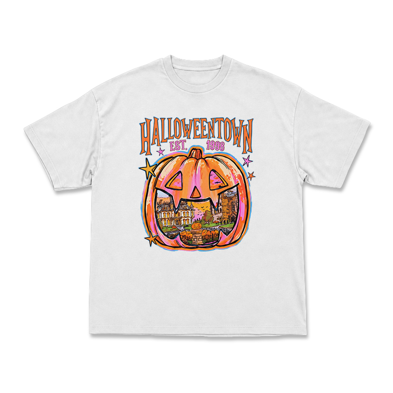 Vintage Halloweentown Pumpkin Round Neck Graphic Print T-Shirt - White - US16-18(2XL) - image 4