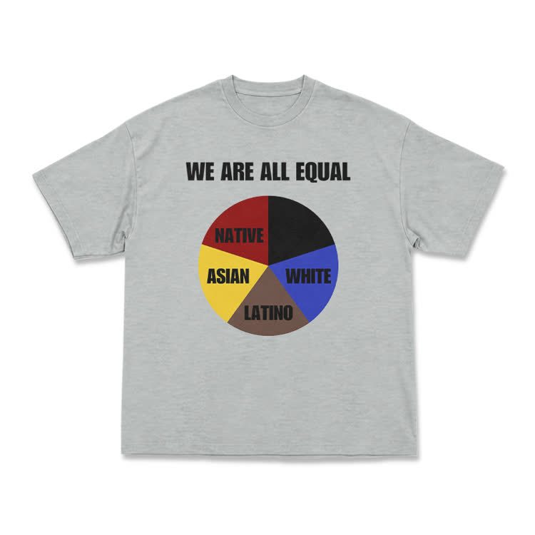Casual We Are All Equal Graphic Crew Neck T Shirt - Grey - US16-18(2XL) - image 9