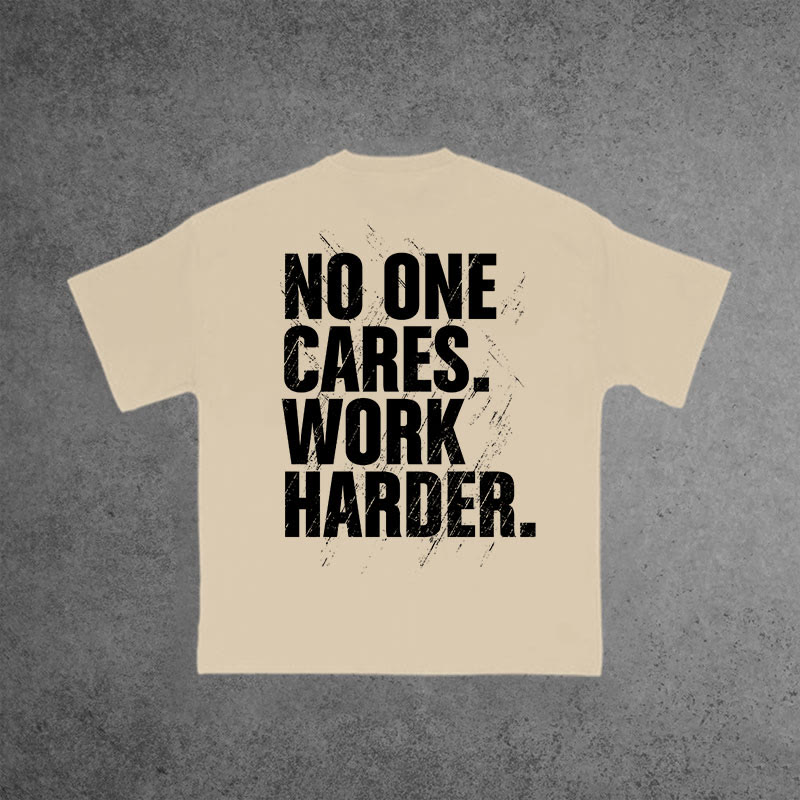 Gym 100% Cotton No One Cares Work Harder Print T-shirt - Apricot - US16-18(2XL) - image 4