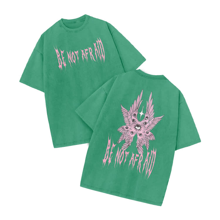 Be Not Afraid Print Acid Washed T-shirt - Green - US20-22(3XL) - image 8