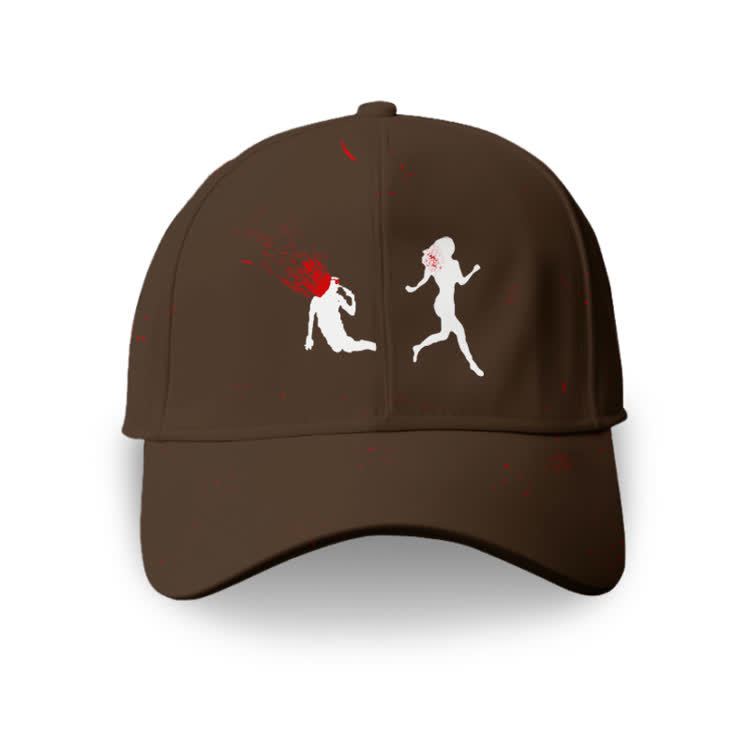 “Run Away”Girl Graphic Print Cap - Coffee - one size - image 3