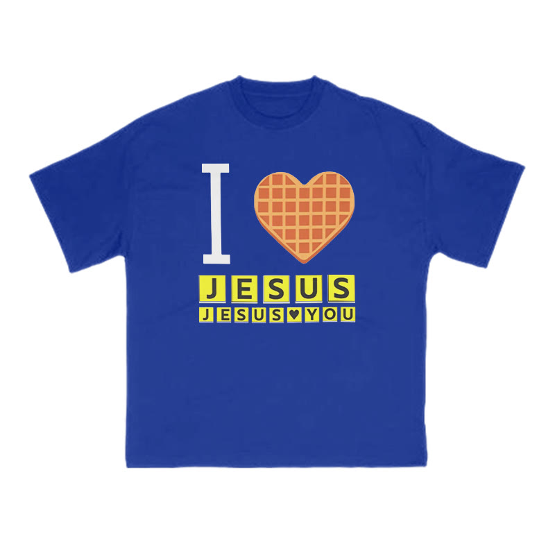Unisex I Love Jesus Jesus Loves You Print T-shirt - Blue - US16-18(2XL) - image 6
