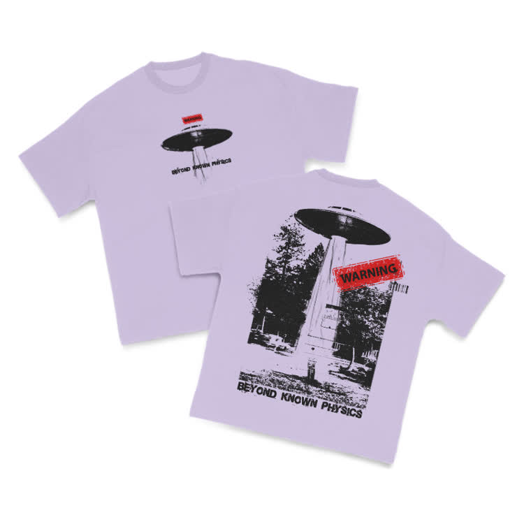 Sci Fi Street Warning Graphic Print T-Shirt - Purple - US16-18(2XL) - image 8