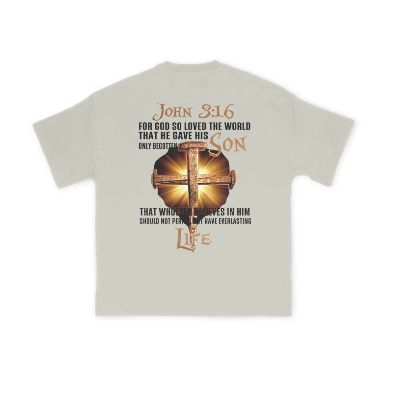 Unisex 100% Cotton John 3:16 For God So Loved The World Print T-shirt - Warm Grey - US16-18(2XL) - image 5