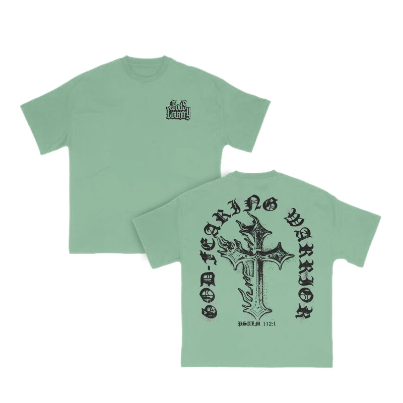 God Fearing Warrior Print T-shirt - Light Green - US16-18(2XL) - image 9
