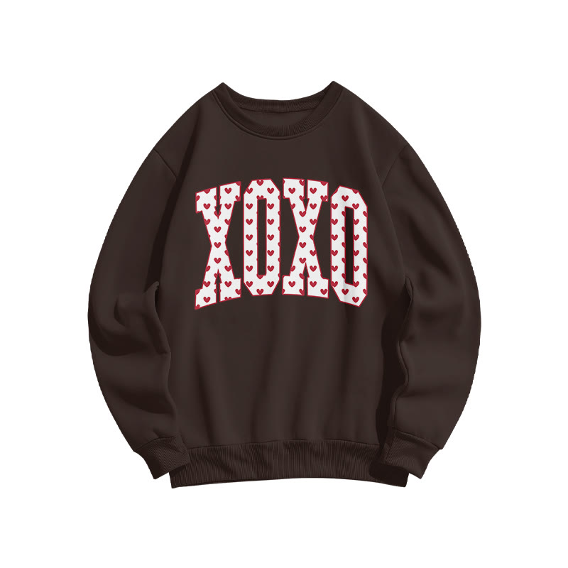 Xoxo Heart-shaped Valentine's Day Print Sweatshirt - Coffee - US16-18(2XL) - image 6