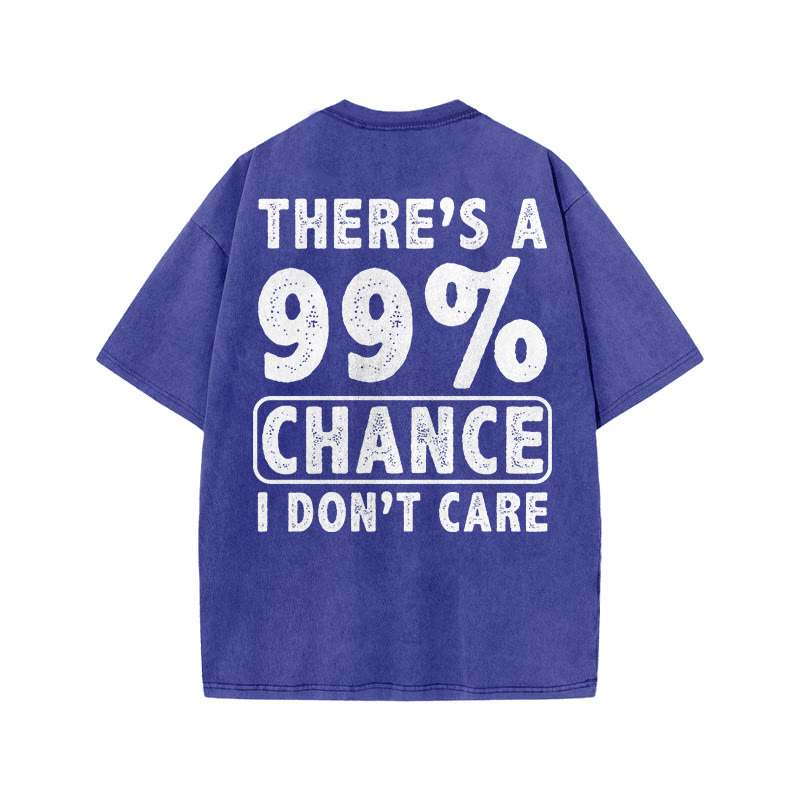 Gym 100% Cotton 99% Chance I Don't Care Print Acid Washed T-shirt - Blue - US20-22(3XL) - image 7