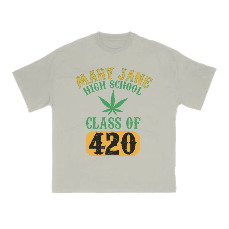 Mary Jane High School Class Of 420 Print T-shirt - Warm Grey - US16-18(2XL) - image 4