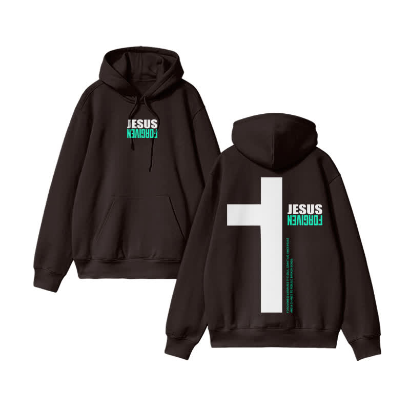 Unisex 100% Cotton Jesus Forfiven Design Print Hoodie - Coffee - US16-18(2XL) - image 4