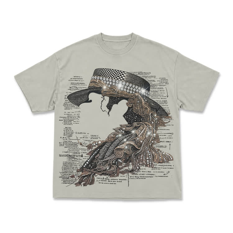 Vintage Art Street Portrait Graphic Print T-Shirt - Warm Grey - US16-18(2XL) - image 7