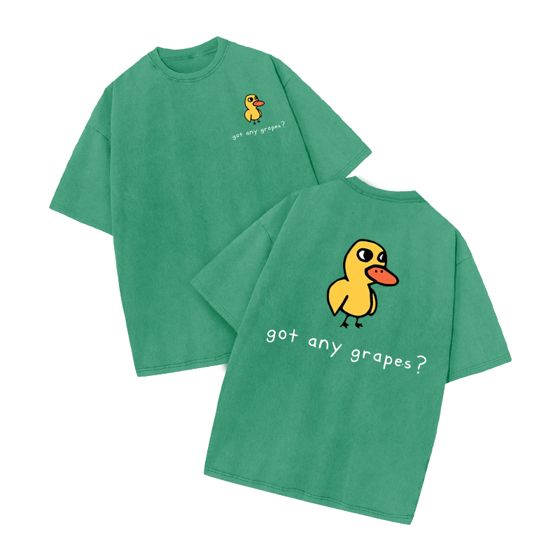 Got Any Grapes? Duck Graphic Print Acid Washed T-shirt - Green - US20-22(3XL) - image 7