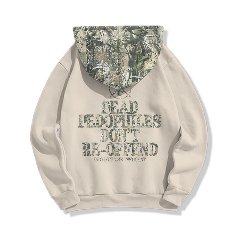 Dead Pedophiles Don't Re-offend Protect The Innocent Dead Leaves Camouflage Print Causal Hoodie - Apricot - US44-46(8XL) - image 4