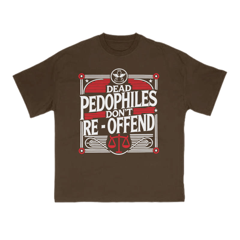 Dead Pedophiles Don't Re-offend Color-blocked Print T-shirt - Coffee - US16-18(2XL) - image 6