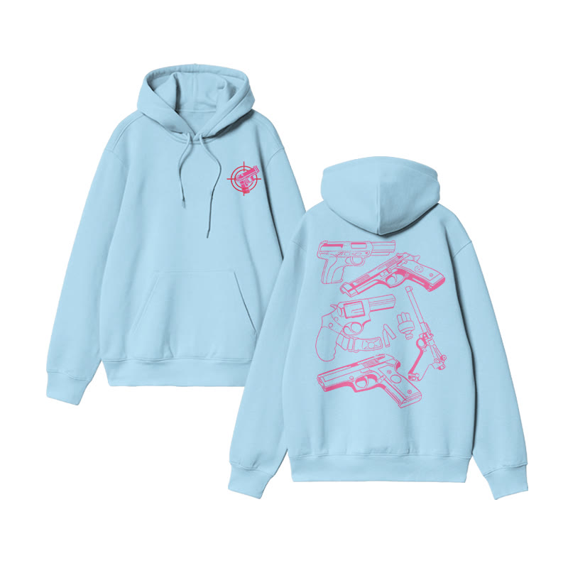 Color Block Gun Print Hoodie - Blue - US16-18(2XL) - image 7