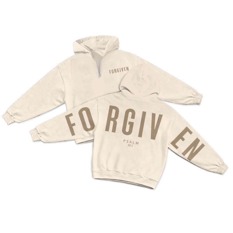 Forgiven Psalm 32:1 Print Half Zip Hoodie - Apricot - US32-34(5XL) - image 10