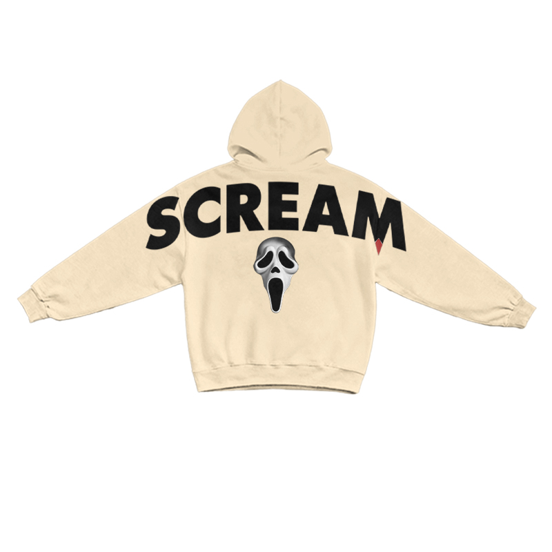 Gothic SCREAM Letter Print Long Sleeve Hoodie - Apricot - US16-18(2XL) - image 3