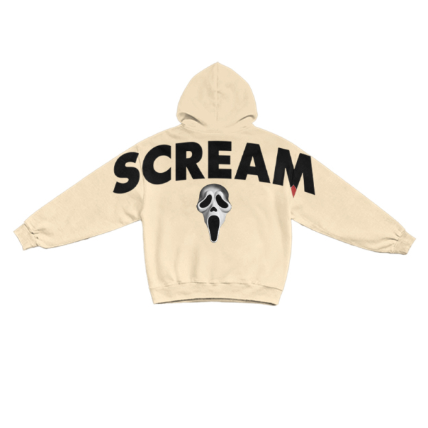 Gothic SCREAM Letter Print Long Sleeve Hoodie - Apricot - US16-18(2XL) - image 3
