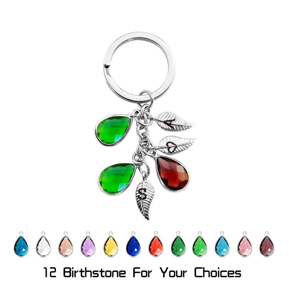 Mother's Day Gift Personalized custom leaf crystal keychain-Engravingift
