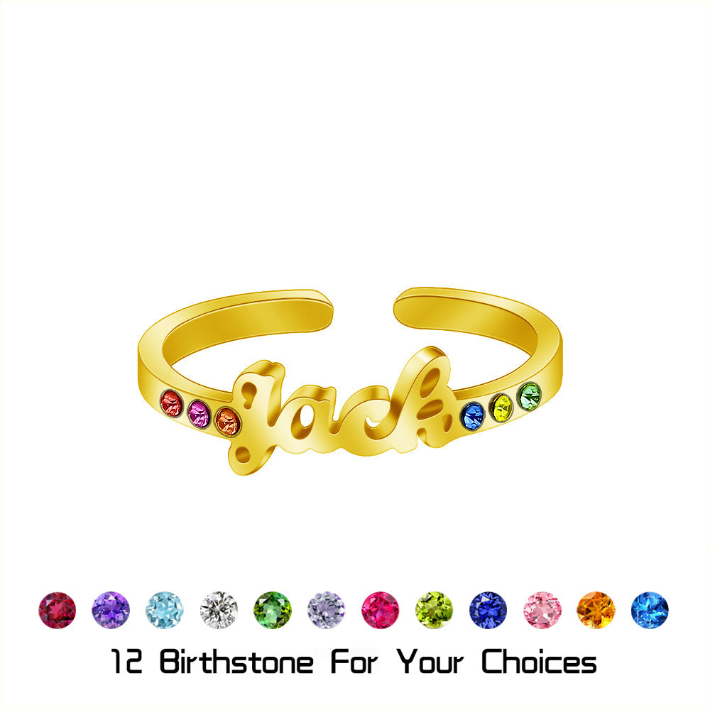 Mother's Day Gift Birthstone Name Ring