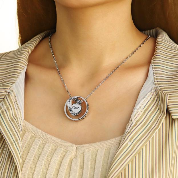 Father's Day Gift Stainless Steel Heart Cremation Urns Necklace Pendant Locket-Engravingift