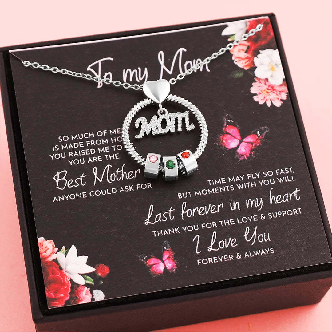 Personalized Circle Pendant with Custom Beads Birthstone Pendant Necklace