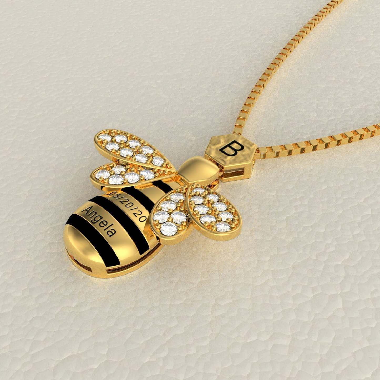 Mother's Day Gift "Save The Bees" Personalized Honeycomb Necklace With Bee Charm-Engravingift