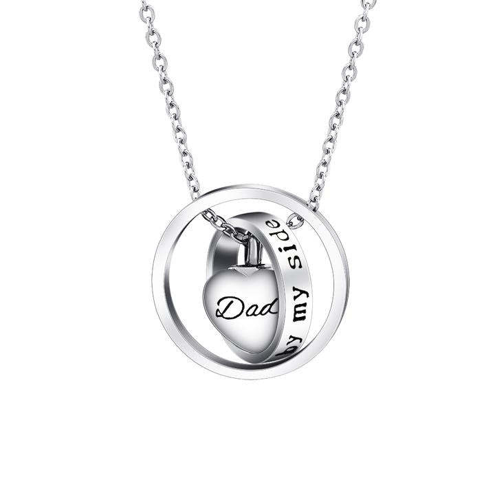 Father's Day Gift Stainless Steel Heart Cremation Urns Necklace Pendant Locket-Engravingift