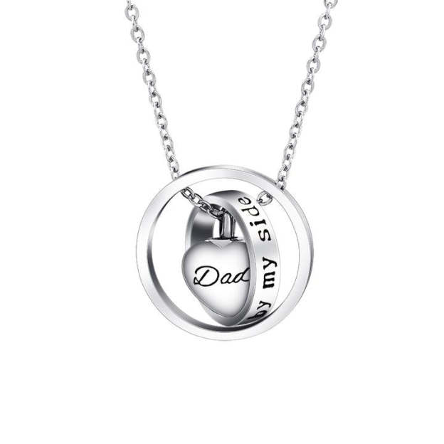 Father's Day Gift Stainless Steel Heart Cremation Urns Necklace Pendant Locket-Engravingift
