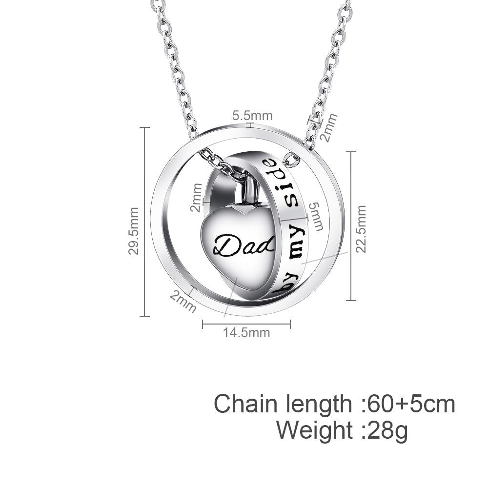 Father's Day Gift Stainless Steel Heart Cremation Urns Necklace Pendant Locket-Engravingift