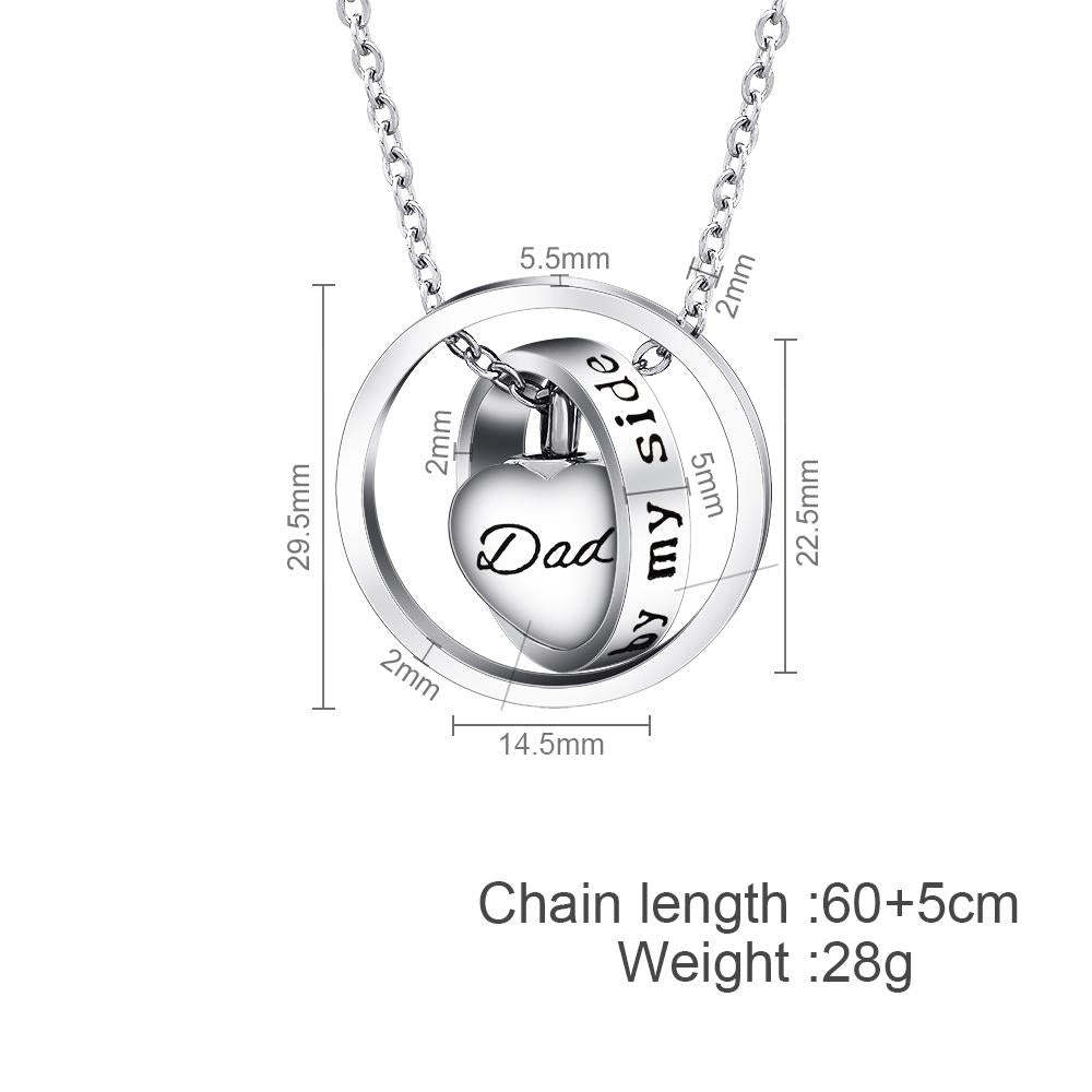 Father's Day Gift Stainless Steel Heart Cremation Urns Necklace Pendant Locket-Engravingift