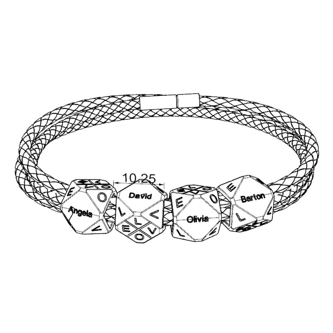 Christmas Gift Men's Braided Leather Bracelet With Polyhedral Custom Beads