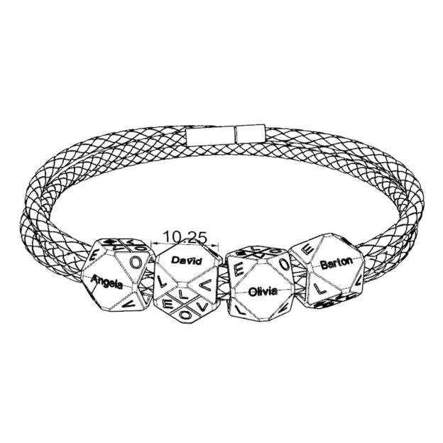 Christmas Gift Men's Braided Leather Bracelet With Polyhedral Custom Beads