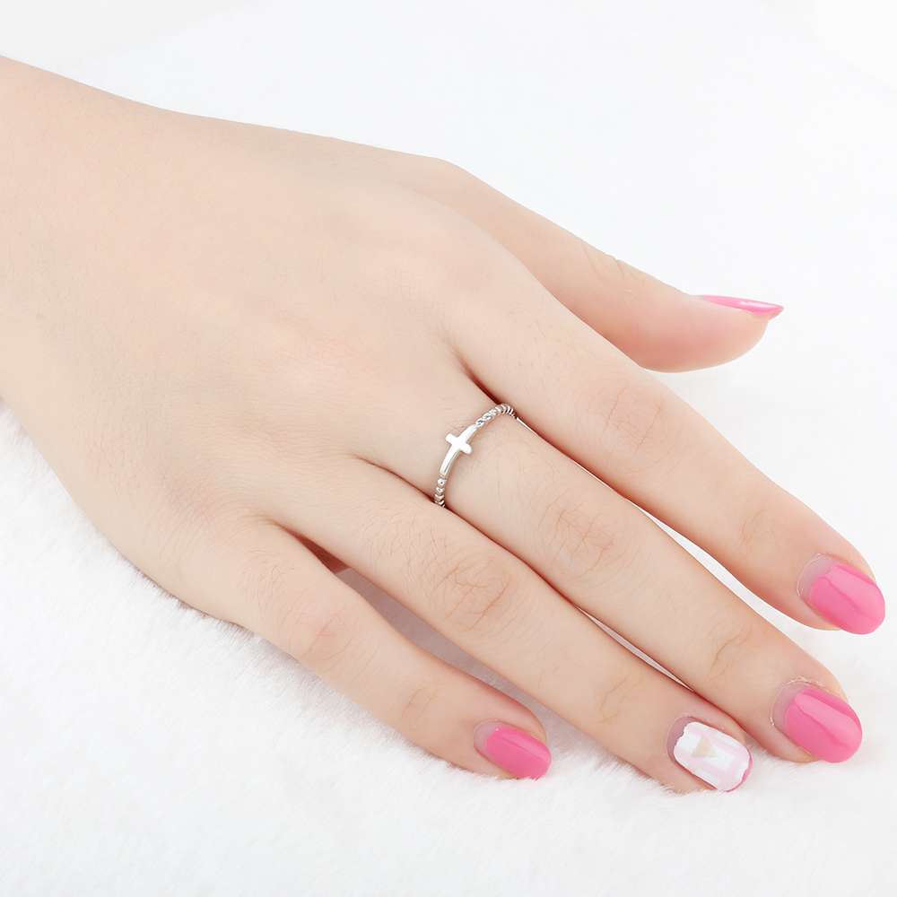 Mother's Day Gift Cross Ring Thin Contracted Style-Engravingift