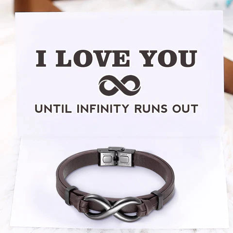 Christmas Gift Leather Infinity Knot Bracelet Birthday Gift "I LOVE YOU UNTIL INFINITY RUNS OUT"