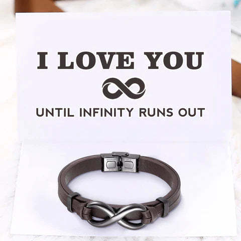 Christmas Gift Leather Infinity Knot Bracelet Birthday Gift "I LOVE YOU UNTIL INFINITY RUNS OUT"