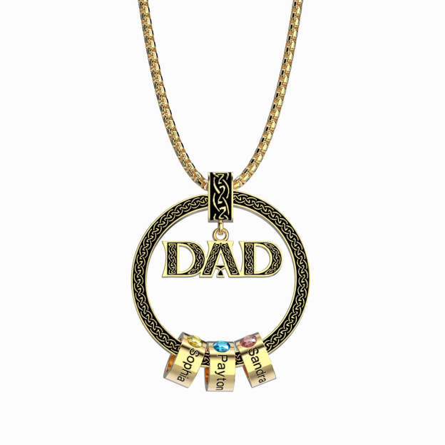 Personalized Circle Pendant with Custom Beads Birthstone Pendant Necklace