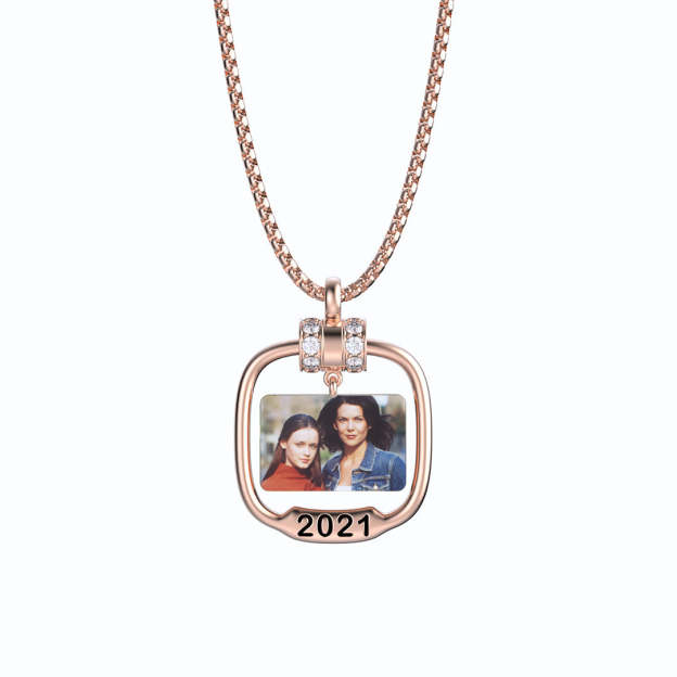 Best Friend Gift Personalized Photo Necklace with Crystal-Engravingift