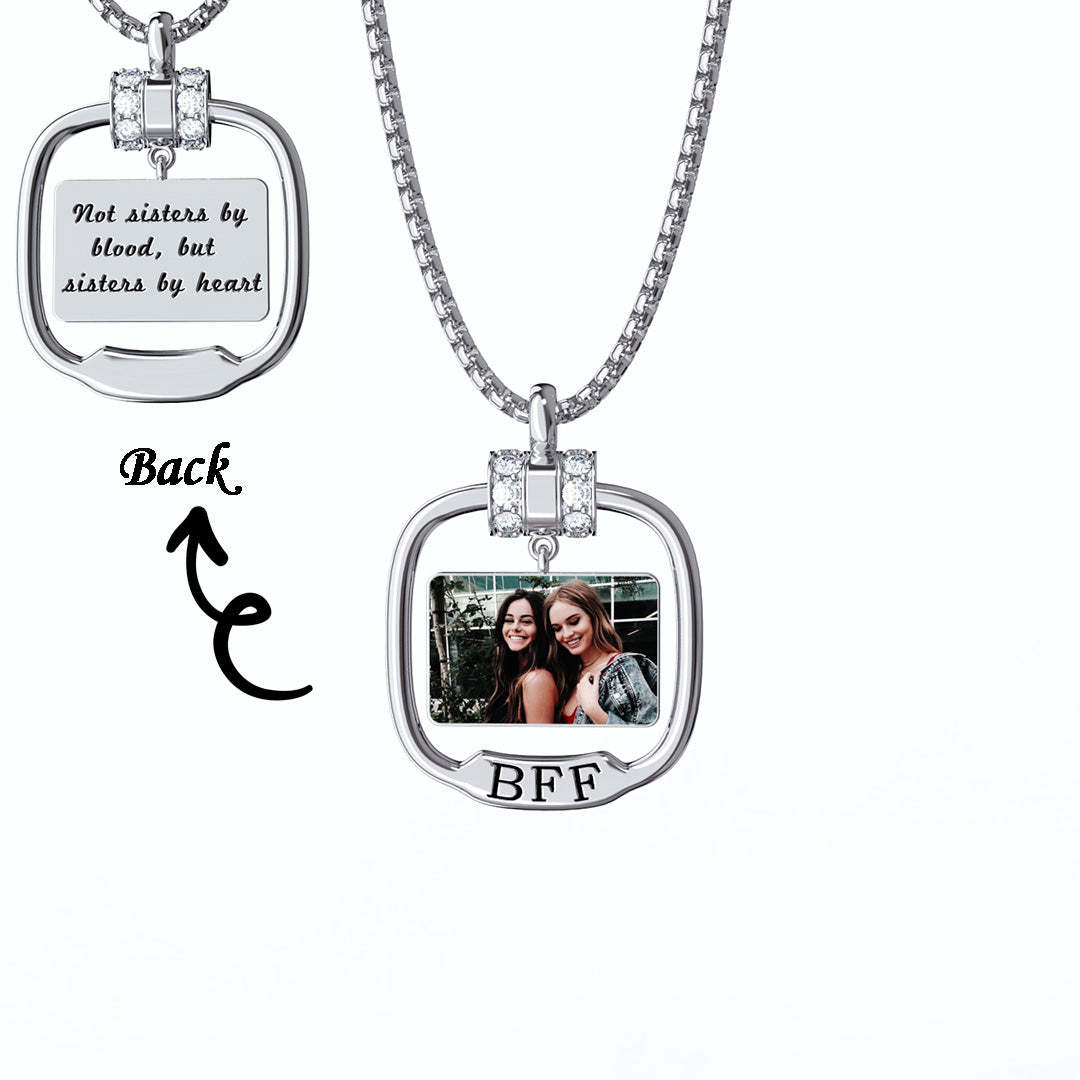 Best Friend Gift Personalized Photo Necklace with Crystal-Engravingift