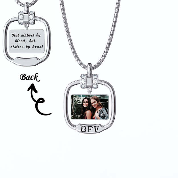Best Friend Gift Personalized Photo Necklace with Crystal-Engravingift