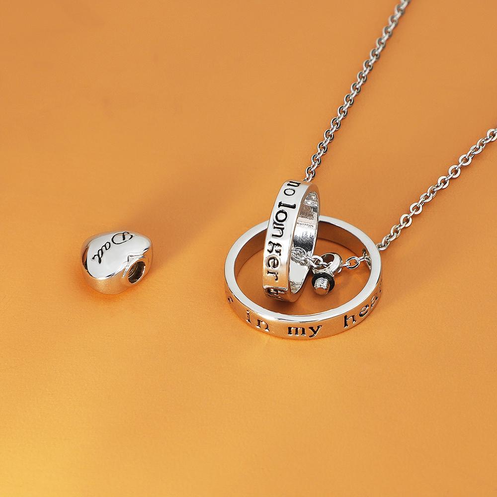 Father's Day Gift Stainless Steel Heart Cremation Urns Necklace Pendant Locket-Engravingift
