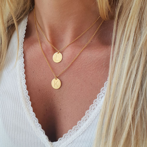Mother's Day Gift Personalized Custom Initials Tiny Disk Necklace-Engravingift