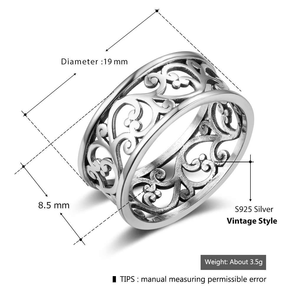 Mother's Day Gift Leaf Filigree Rings Vintage Style 925 Sterling Silver Rings For Women-Engravingift