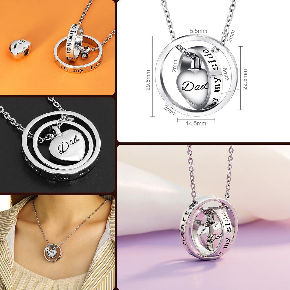 Father's Day Gift Stainless Steel Heart Cremation Urns Necklace Pendant Locket-Engravingift