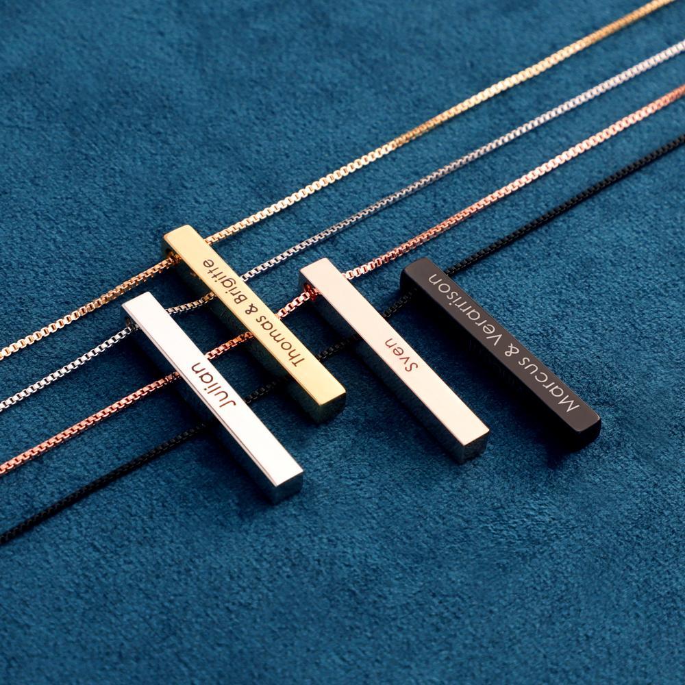 Christmas Gift Personalized Engraved 3D Bar Necklace