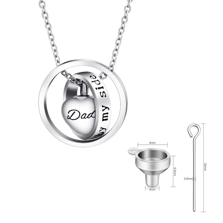 Father's Day Gift Stainless Steel Heart Cremation Urns Necklace Pendant Locket-Engravingift