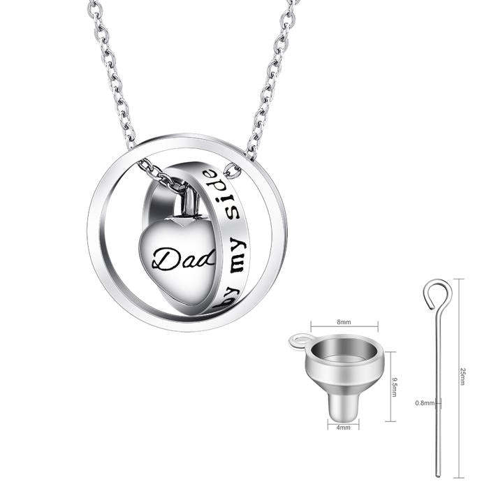 Father's Day Gift Stainless Steel Heart Cremation Urns Necklace Pendant Locket-Engravingift
