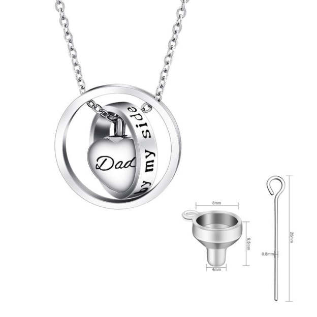 Father's Day Gift Stainless Steel Heart Cremation Urns Necklace Pendant Locket-Engravingift