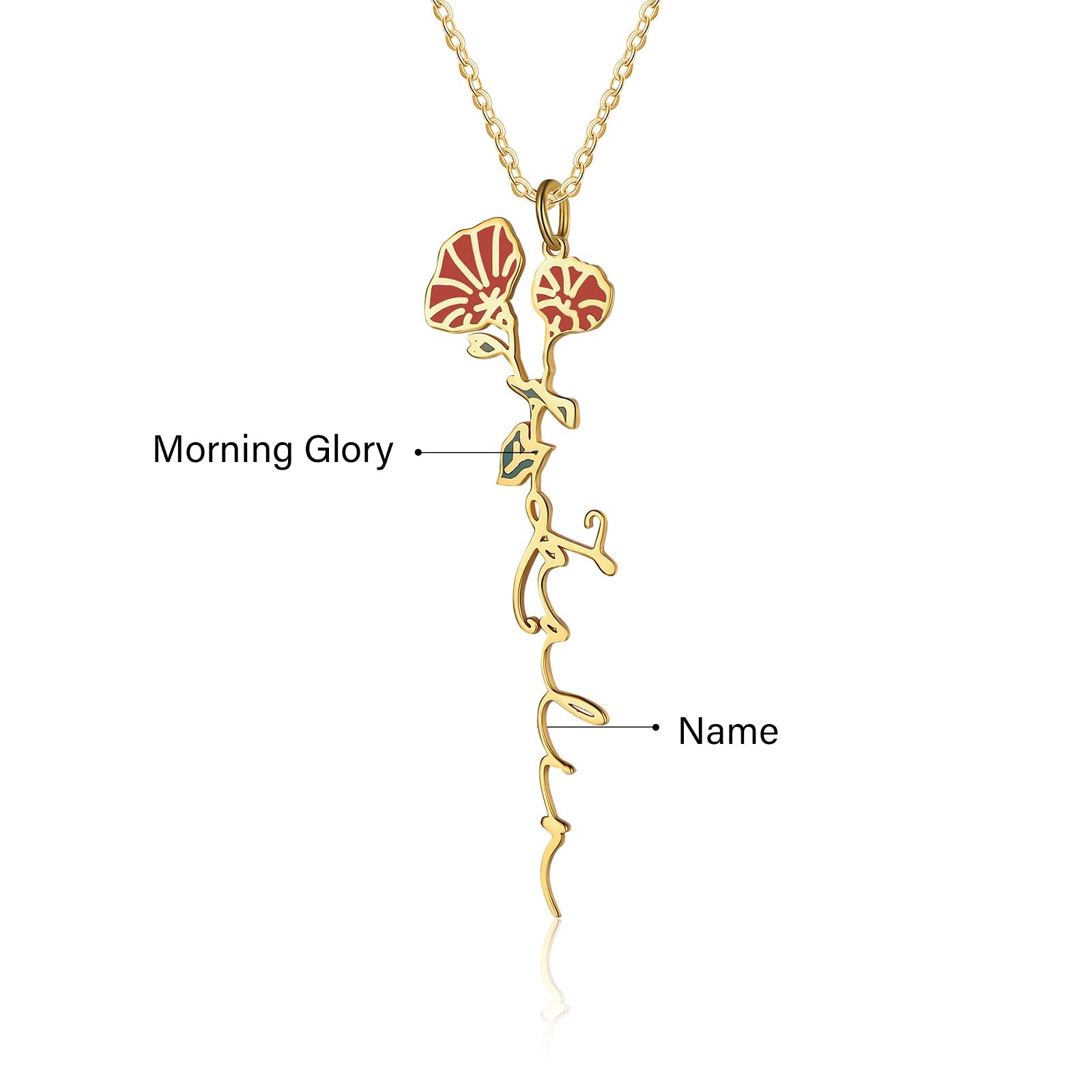 Mother's Day Gift Morning Glory Name Necklace Custom September Birth Flower Necklace for Her-Engravingift