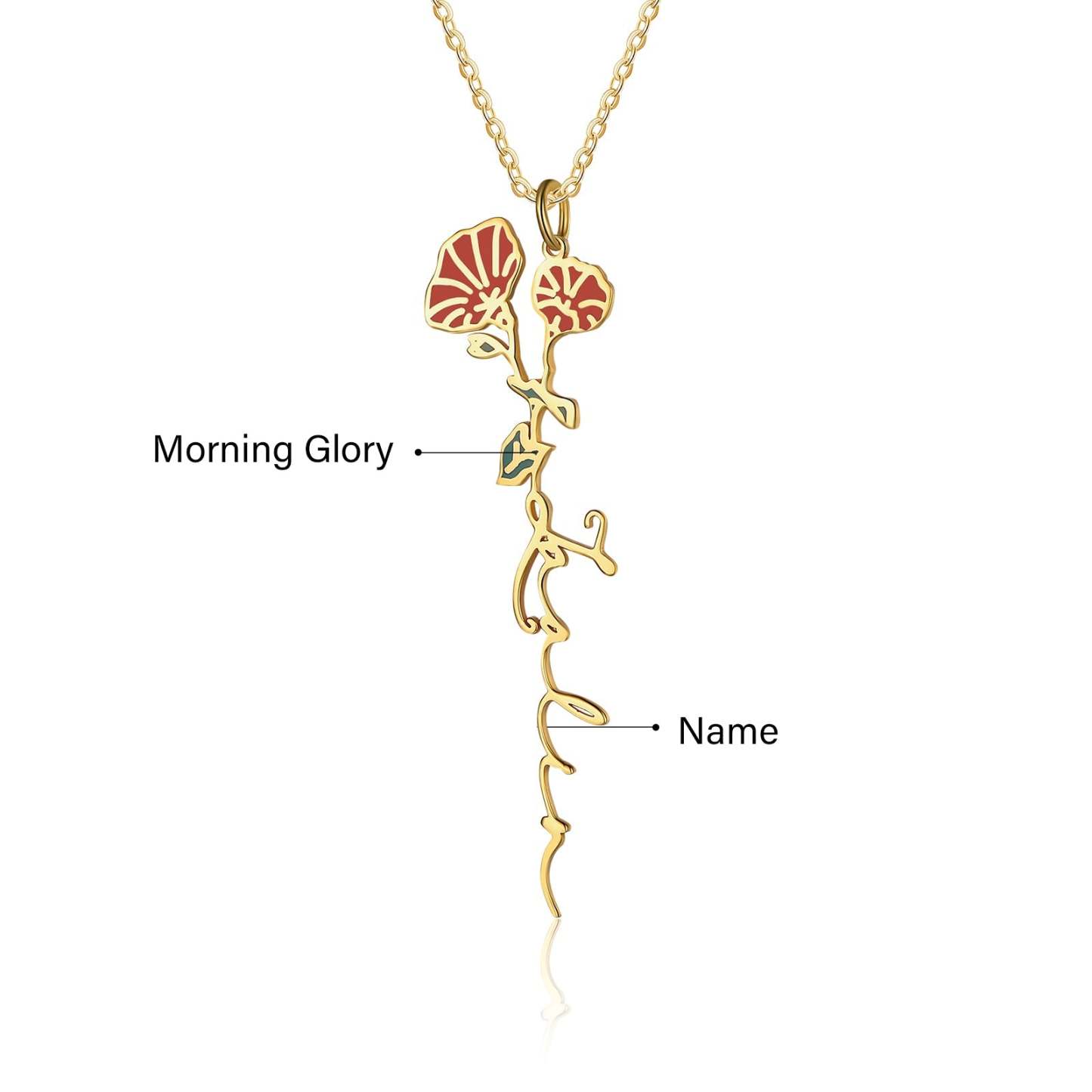 Mother's Day Gift Morning Glory Name Necklace Custom September Birth Flower Necklace for Her-Engravingift